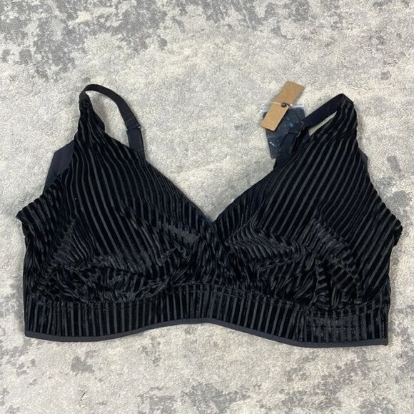 New Omnia Paratus OPAL Crossover Wireless Bra Top Ribbed Velour Sz 3XL Full Cup - Picture 4 of 11